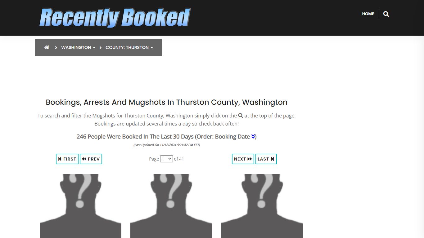 Bookings, Arrests and Mugshots in Thurston County, Washington