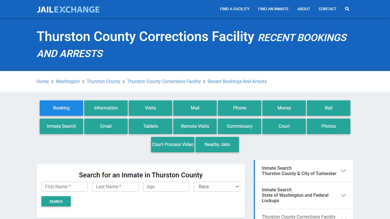 Thurston County Corrections Facility Recent Bookings And Arrests